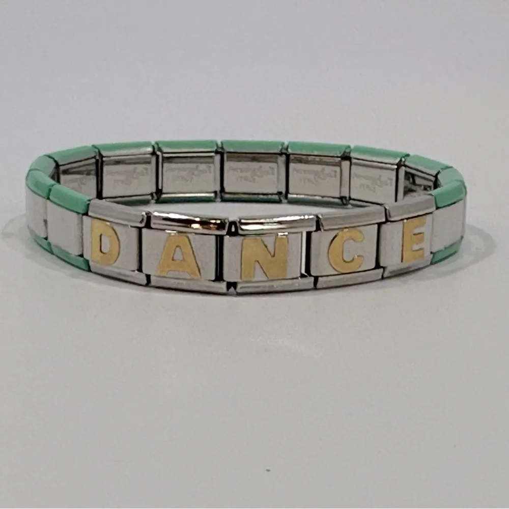 PersonaLinks Italy Dance Green & Silver Interchange Link Bracelet